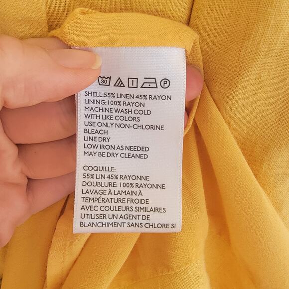 Urban Outfitters Linen Blend Midi Button Front Spaghetti Strap Summer Midi Dress - Picture 7 of 13